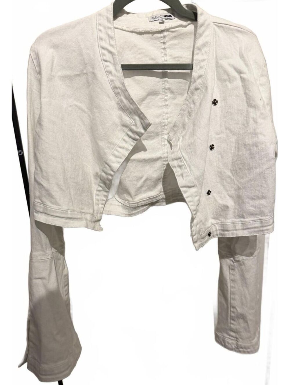 White Cropped Long Sleeve Jacket